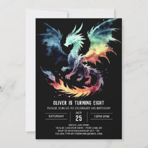 Fiery Dragon Birthday Anpassningsbar Inbjudningar