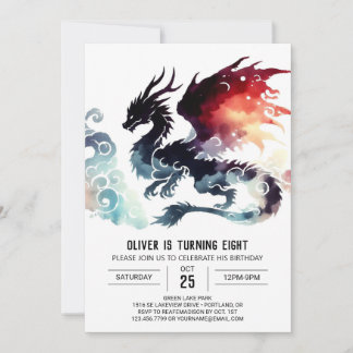 Fiery Dragon Birthday Digital Inbjudningar