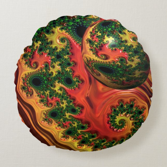 Fiery Elegance - A Study in Complexity Cushion Rund Kudde (Framsidan)