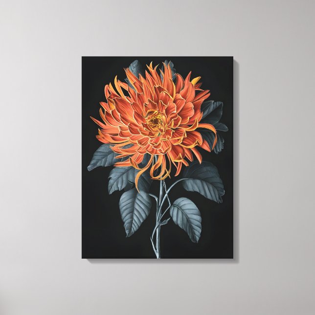 Fiery Elegance: Orange Chrysanthemum Canvastryck (Framsida)