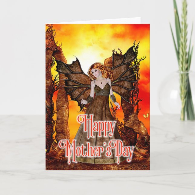 Fiery Fantasy Älva - Mors dag Card Kort (Framsida)