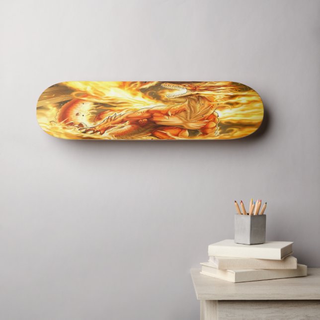 Fiery Fantasy Dragon Skateboard Bräda 20,5 Cm (Väggkonst (Horz))