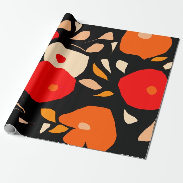 Fiery färg botaniskt emballage pappert presentpapper (Utrullad)