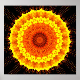 Fiery Flower Mandala Poster