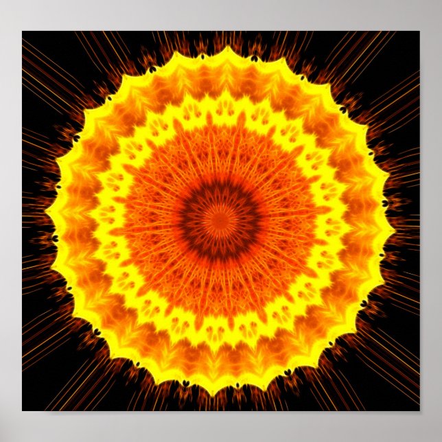 Fiery Flower Mandala Poster (Framsidan)