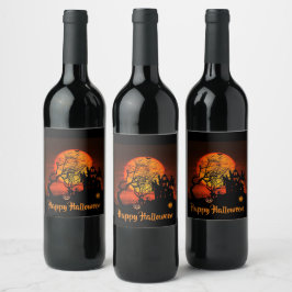 Fiery Full Moon Food and Beverage Label Set Vinflaska Etikett