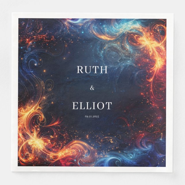 Fiery Galaxy Bröllop Napkins Pappersservett (Framsida)