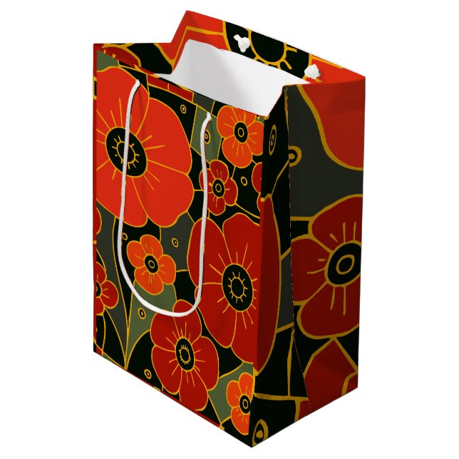 Fiery Garden – Stylized Poppy Bloom (Framsidan Vinklad)