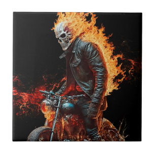 Fiery Ghost Rider - A Thrill of Dynamic Energy on Kakelplatta