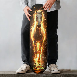 Fiery Glowing Horse Mini Skateboard Bräda 18,5 Cm