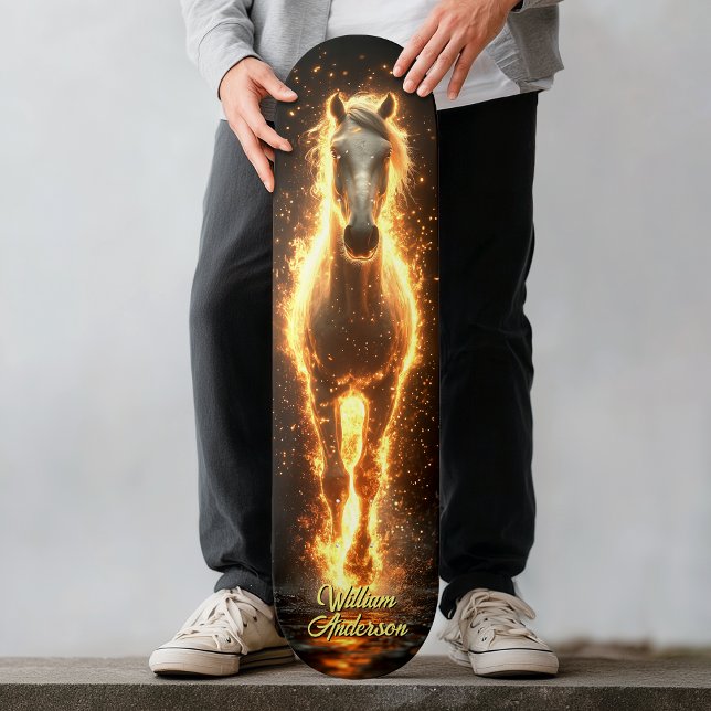 Fiery Glowing Horse Mini Skateboard Bräda 18,5 Cm (Fiery Glowing Horse Skateboard)