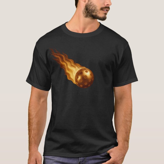 Fiery Golden Flames - Pickleball Player Life Black T Shirt (Framsida)