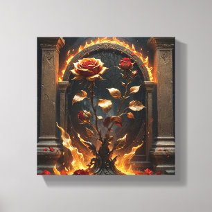 Fiery Golden Ro Kanvastryck - Gothic Fantasy.
