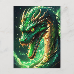 Fiery Grönt Dragon Vykort