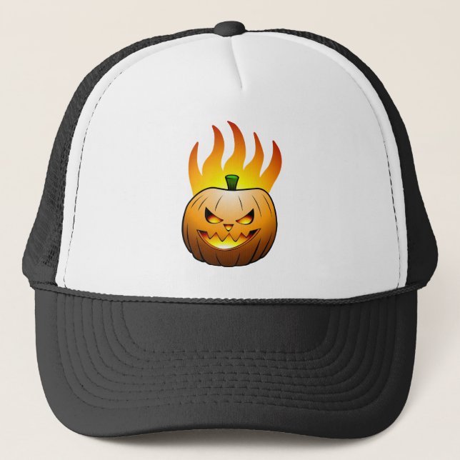 Fiery Halloween Pumpkin Ansikte Keps (Framsida)