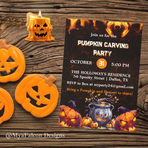Fiery Halloween Pumpkin Carving Party-inbjudan Inbjudningar