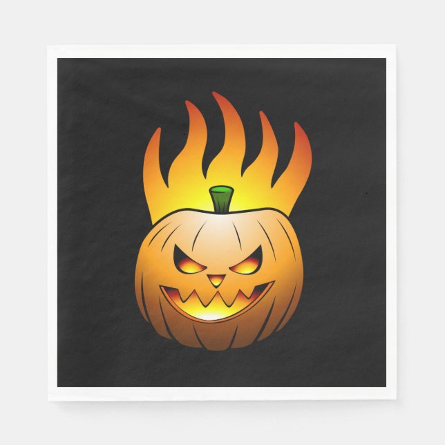 Fiery Halloween Pumpkin Pappersservett (Framsidan)