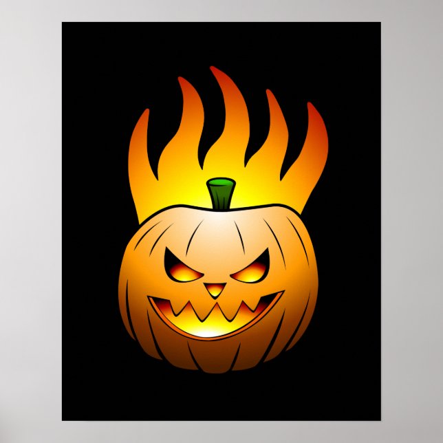 Fiery Halloween Pumpkin Poster (Framsidan)