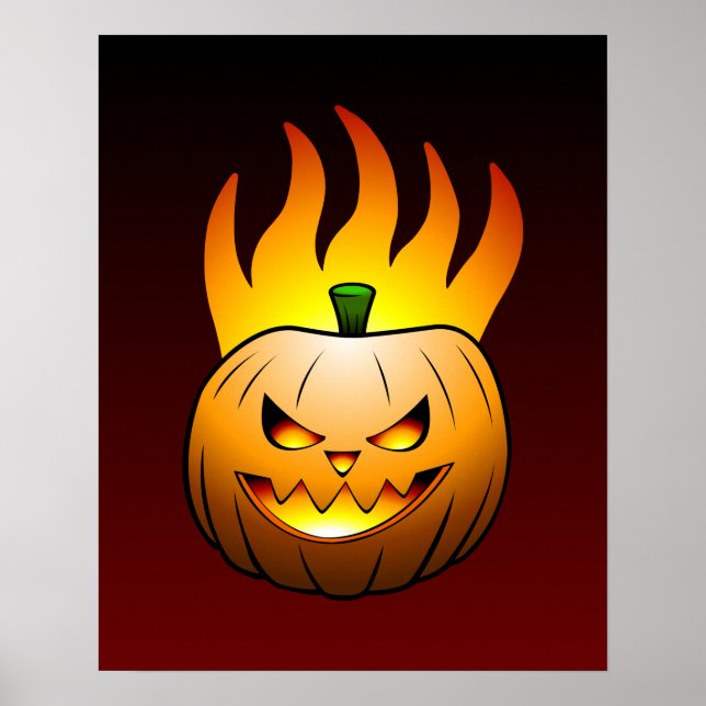 Fiery Halloween Pumpkin Poster (Framsidan)