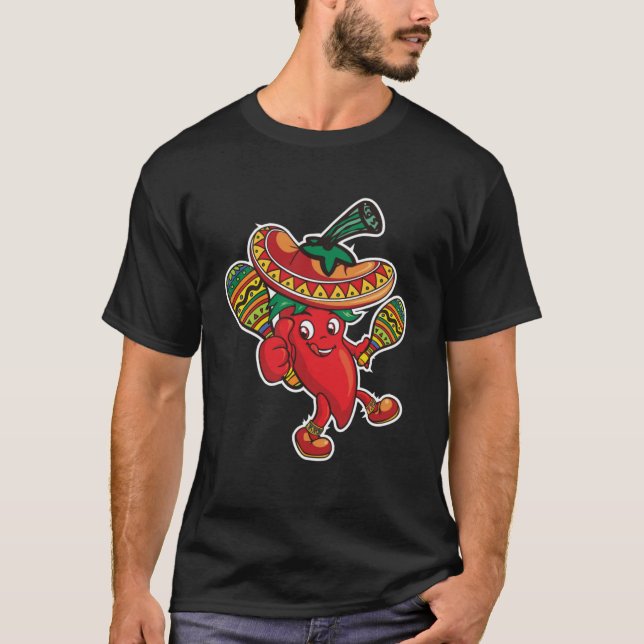 Fiery Hett Dancing Chili Pepper Pullover Hoodie T Shirt (Framsida)