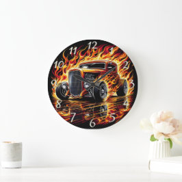 Fiery Hot rod Automotive Stor Klocka