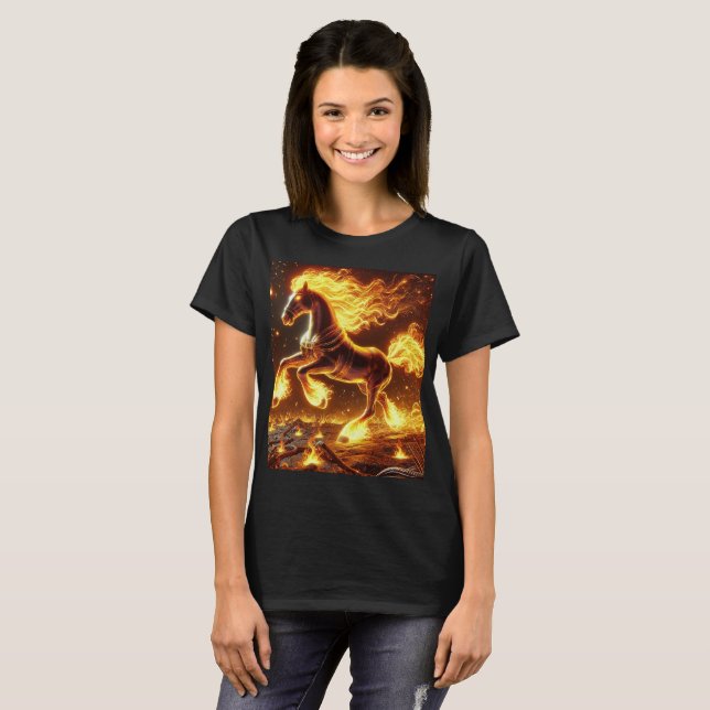 Fiery Krig Horse T-Shirt Design. (Hel framsida)