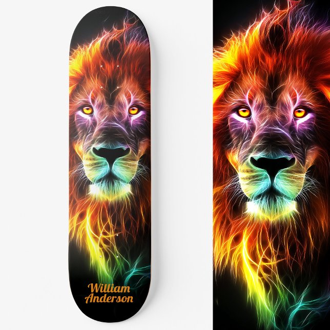 Fiery Lejon Glowing Coola Stil Mini Skateboard Bräda 18,5 Cm (Fiery Lion Glowing Cool Style Skateboard)