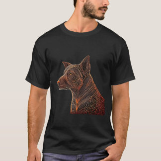 Fiery Line Kelpie: Ett energiskt Hund Porträtt T Shirt