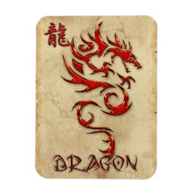 Fiery Metall-look Tribal Dragon 4 Asian Art Magnet