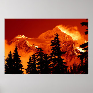 Fiery Mountain Scene Poster