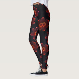 Fiery Neon Blommar Leggings