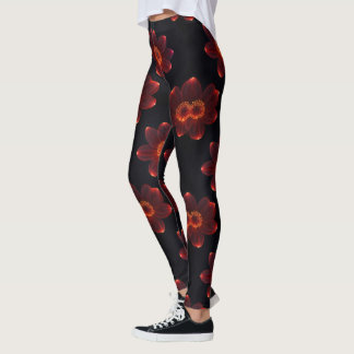 Fiery Neon Blommar Leggings
