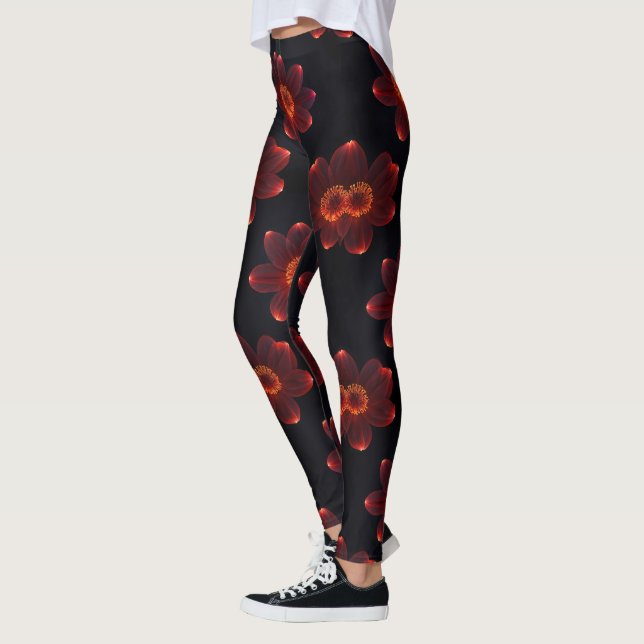 Fiery Neon Blommar Leggings (Vänster)