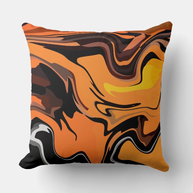 Fiery Orange Abstract Swirl Pattern Kudde (Framsida)