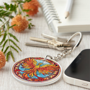 Fiery Orange Blue Phoenix Bird