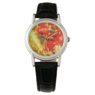 Fiery Orange Daylily Flower Abstrakt Personlig Armbandsur