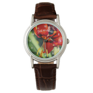 Fiery Orange Daylily Flower Personlig Armbandsur