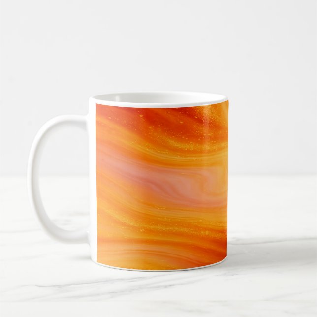 Fiery Orange Guld Marble Coffee Mugg (Vänster)