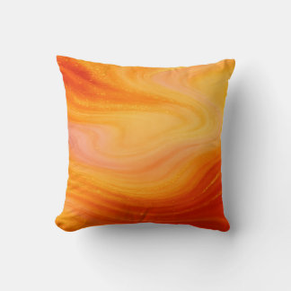 Fiery Orange Guld Marble Dekorativ kudde