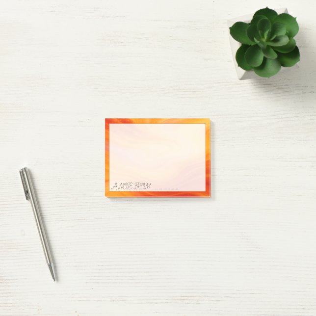 Fiery Orange Guld Marble Post-it Notes Block (Kontor)