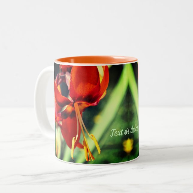 Fiery Orange Lily Flower Personlig Två-Tonad Mugg (Framsida vänster)