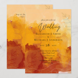 Fiery Orange Watercolor Abstrakt Sunset Bröllop