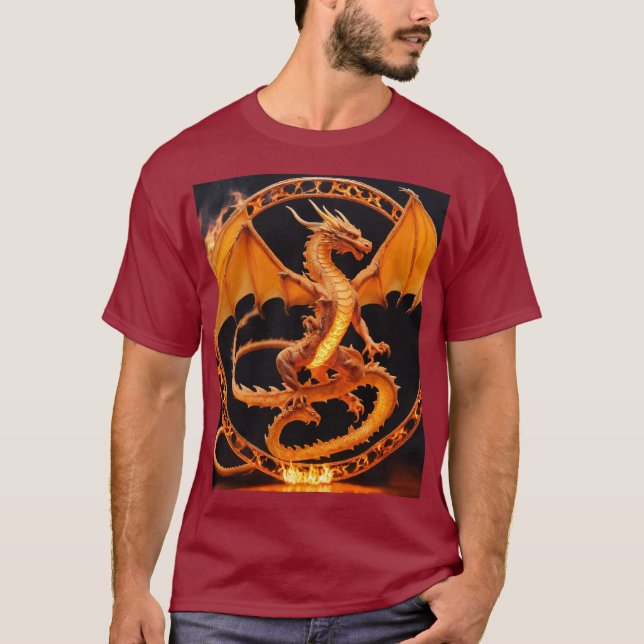 Fiery Ouroboros Dragon T-Shirt (Framsida)