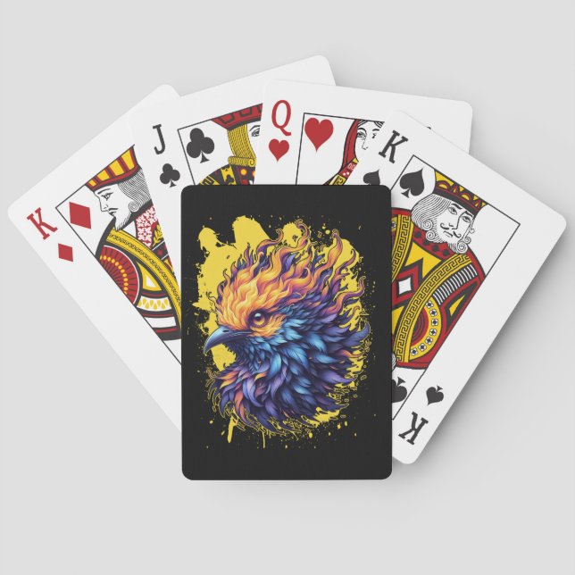 Fiery Phoenix Bird Art Casinokort (Baksidan)