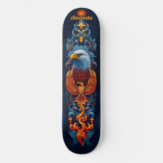 Fiery Phoenix Bird Mini Skateboard Bräda 18,5 Cm