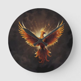 Fiery Phoenix Cushion Rund Klocka