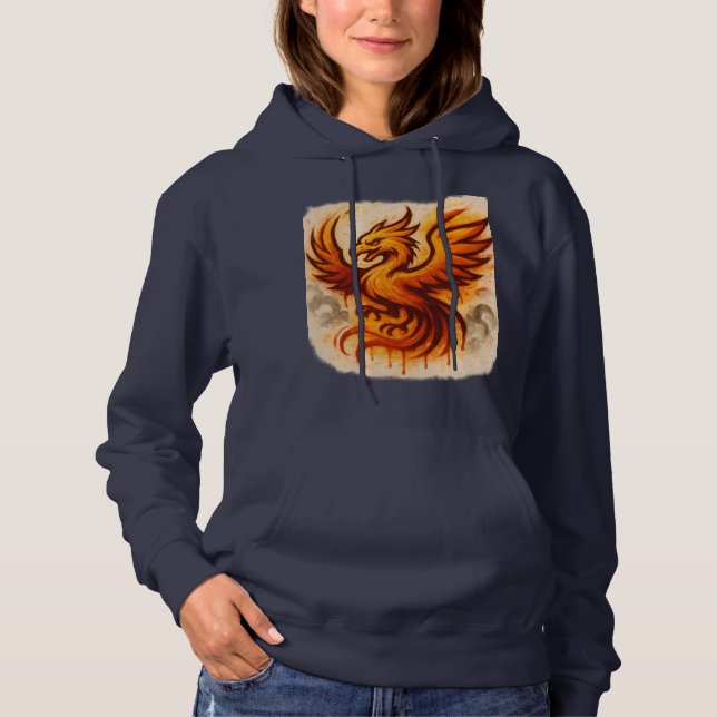 Fiery Phoenix Graffiti Flame Art T Shirt (Framsida)