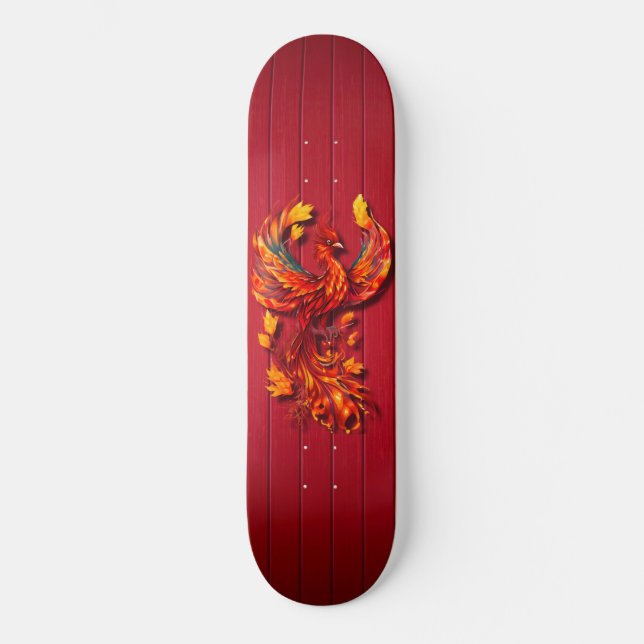 Fiery phoenix red struktur mini skateboard bräda 18,5 cm (Framsida)