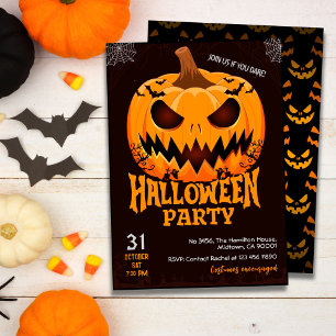 Fiery Pumpkin Jack o lantern fladdermus Spooky Hal Inbjudningar