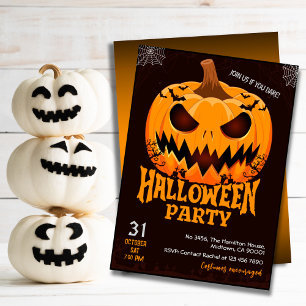 Fiery Pumpkin Jack o lantern fladdermus Spooky Hal Inbjudningar